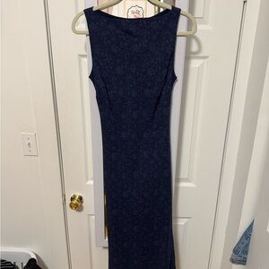 vintage ralph lauren 100% silk blue floral dress